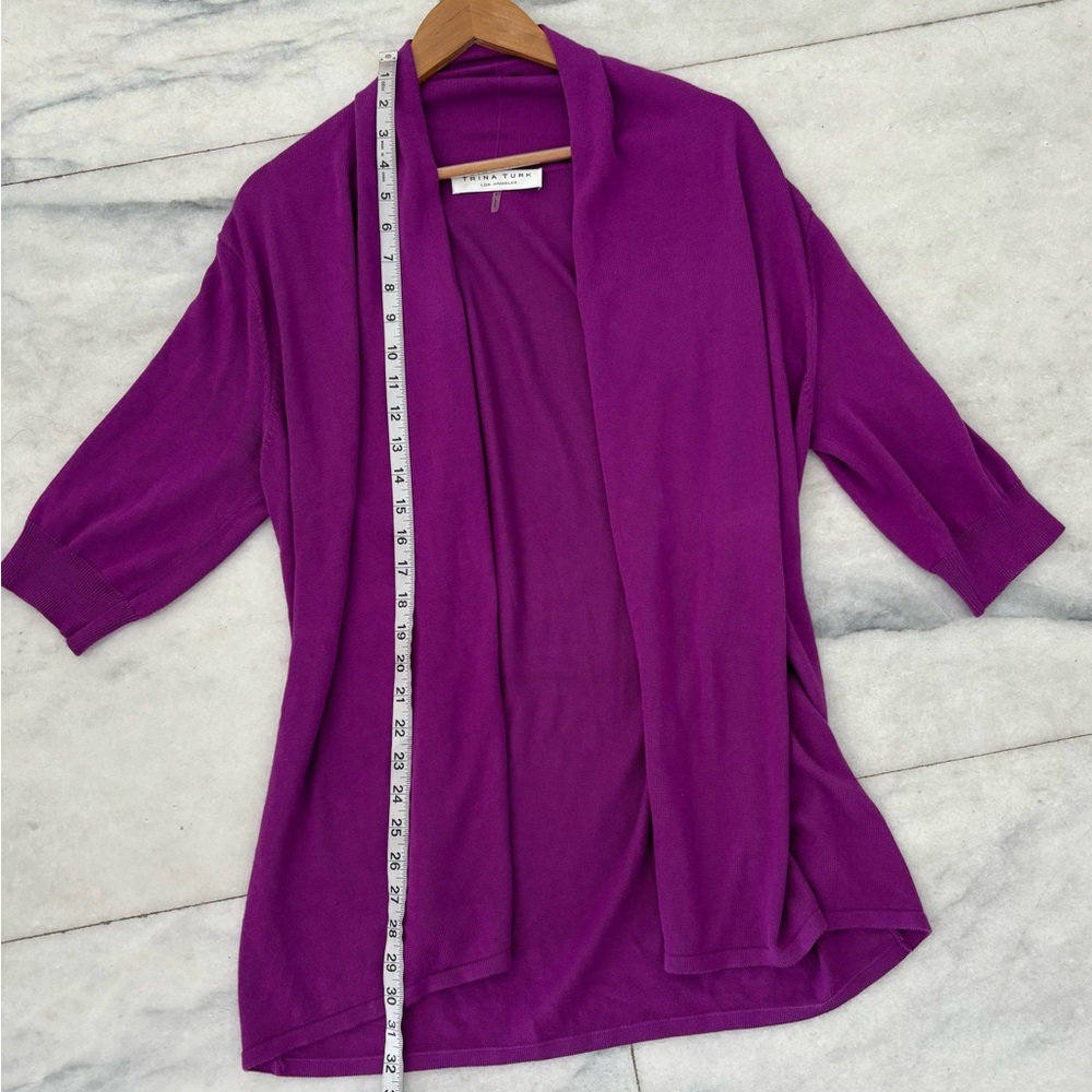 Trina Turk Purple Open Front Shawl Collar Cardigan Sweater 
Size Large - Picture 4 of 8